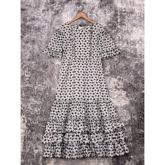 Lisa Marie Fernandez Dress 1 / Small Womens Black Floral Tiered Midi Maxi - Picture 1 of 7